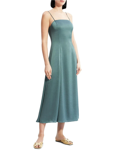 Pre-owned Theory L58917 Womens Green Seafood Came Volume Midi Dress Size 10