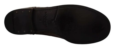 Pre-owned Dolce & Gabbana Dolce&gabbana Men Dark Gray Derby Boots 100% Leather Crocodile Skin Flat Booties
