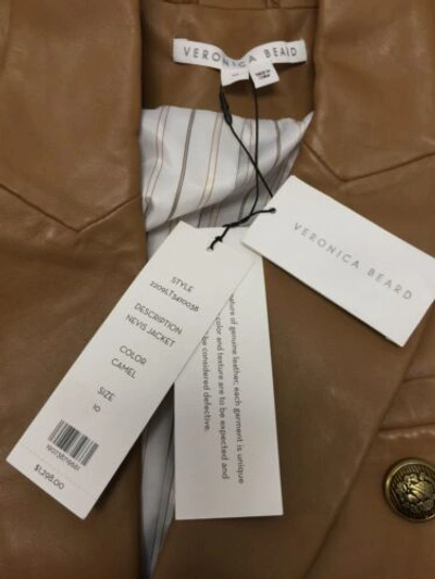 Pre-owned Veronica Beard $1298  Women's Brown Lambskin Leather Lined Nevis Jacket Size 10