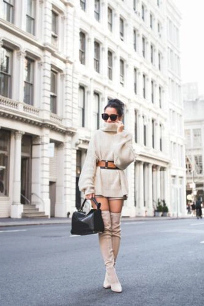 Pre-owned Pour La Victoire Cassie Light Beige Suede Over-the-knee Thigh High Boot