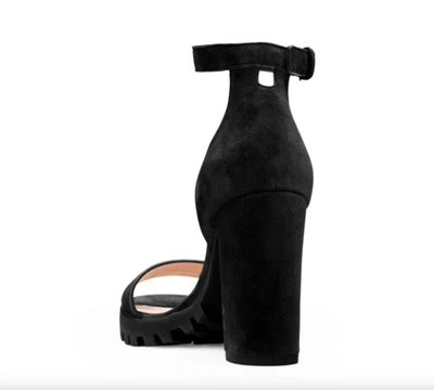 Pre-owned Stuart Weitzman Winona Women Black Sandals Suede Leather Ankle Strap Heels Shoes