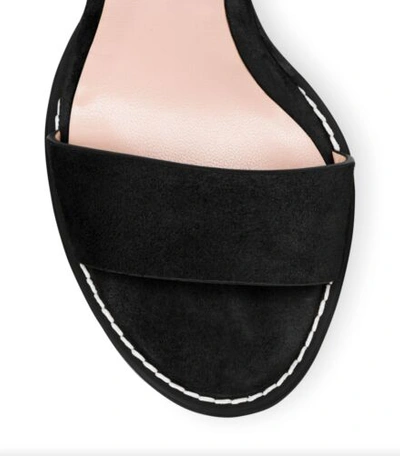 Pre-owned Stuart Weitzman Winona Women Black Sandals Suede Leather Ankle Strap Heels Shoes