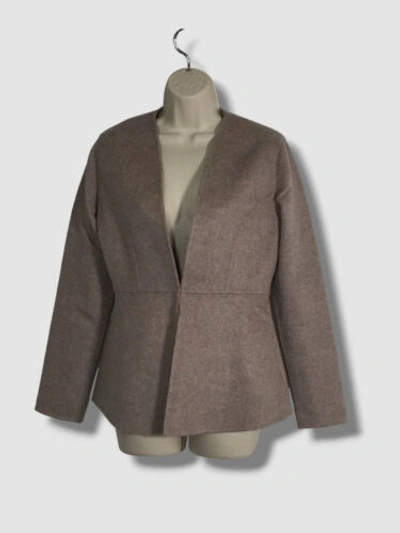 Pre-owned Neiman Marcus $1295  Women's Brown Cashmere Open Front Jacket Size Small