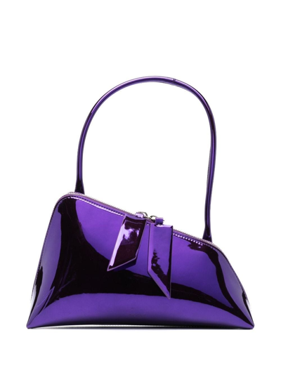 Shop Attico Sunrise Metallic Purple Shoulder Bag