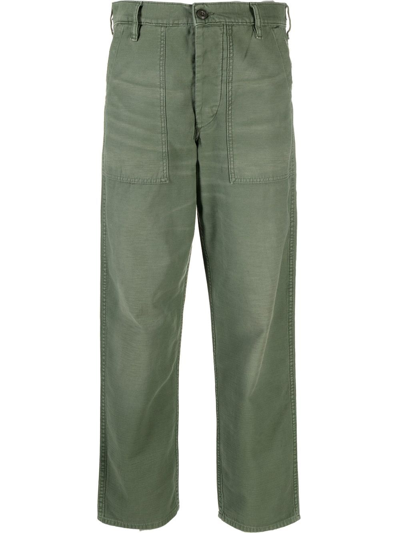 Shop Polo Ralph Lauren Green Straight-leg Cotton Trousers