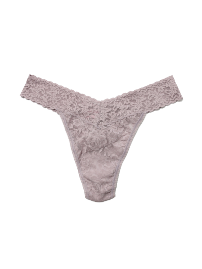 Hanky Panky Signature Lace Original Rise Thong Steel Grey In Grey