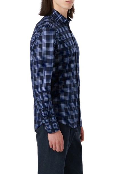 Shop Bugatchi Axel Shaped Fit Check Stretch Button-up Shirt In Navy