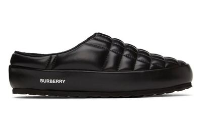 Pre-owned Burberry Leather Quilted Slipper Black