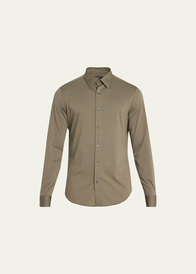 Shop Theory Men's Sylvain Structure Sport Shirt In Olive Branch
