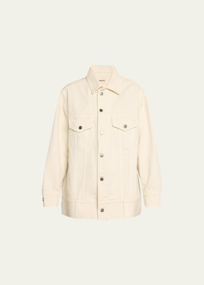 Shop Khaite Grizzo Oversized Denim Jacket In Ivory Rigid
