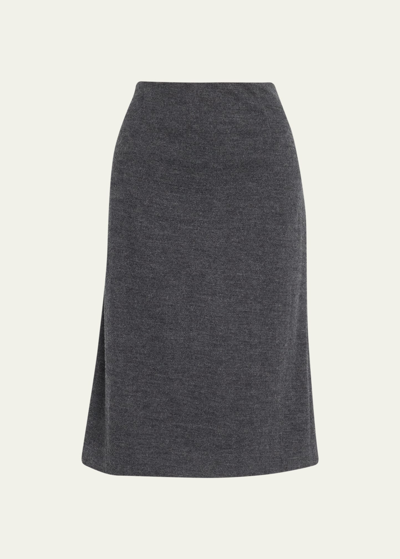 Shop Vince Wool Fitted Slip Skirt In H Charcoal