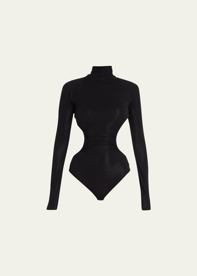 Shop Wolford Alida Cutout Turtleneck Bodysuit In Black