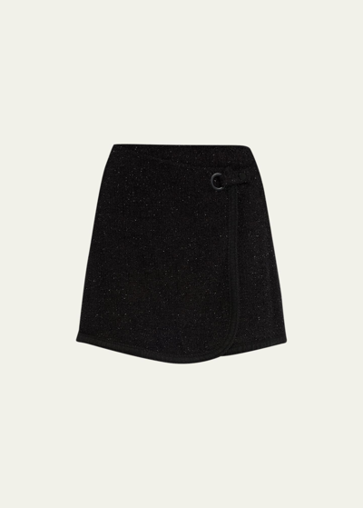 Shop Jason Wu Tweed Mini Wrap Skirt In Black