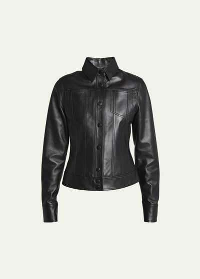 Shop Proenza Schouler White Label Fitted Faux-leather Jacket In Black