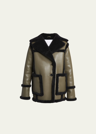 Shop Proenza Schouler White Label Coated Fleece-lined Jacket In Wood/black