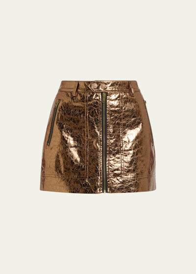 Shop Mother The Sprocket Crinkled Metallic Mini Skirt In Crushing Cans