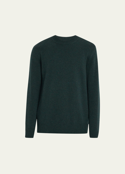 Shop Loro Piana Men's Girocollo Baby Cashmere Crewneck Sweater In Dark Fern Green
