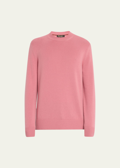 Shop Loro Piana Men's Girocollo Baby Cashmere Crewneck Sweater In Pink