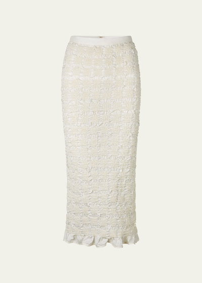 Shop Cecilie Bahnsen Ugne Pencil Graphene Smock Taffeta Midi Skirt In Ivory