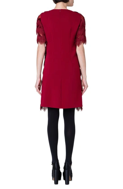 Akris Punto Mix-media Zigzag Fringe Midi Dress In 069 Garnet