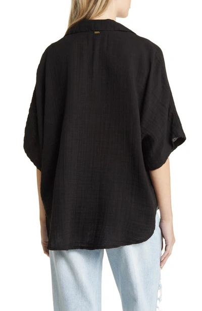 Shop Rip Curl Premium Surf Cotton Gauze Button-up Shirt In Black