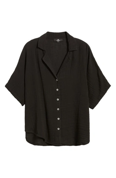 Shop Rip Curl Premium Surf Cotton Gauze Button-up Shirt In Black