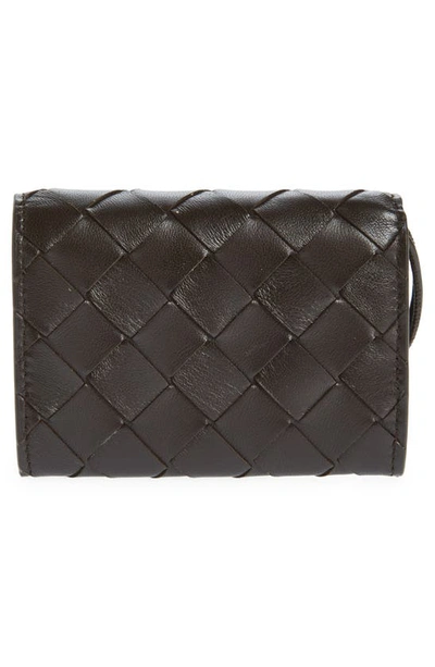 Shop Bottega Veneta Andiamo Intrecciato Leather Envelope Card Case In 2190 Fondant-m Brass