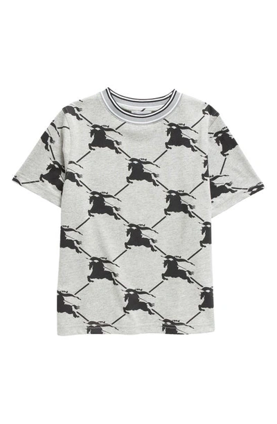 Shop Burberry Kids' Alexander Ekd Print Cotton T-shirt In Grey/ Black