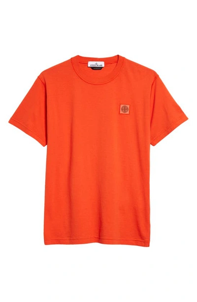 Shop Stone Island Logo Patch Cotton T-shirt In Orange Red