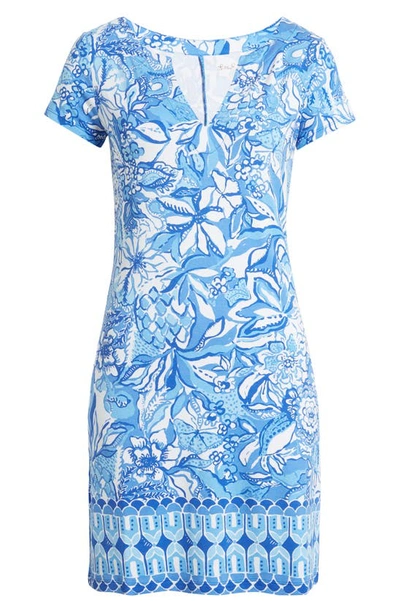 Shop Lilly Pulitzer Sophiletta Upf 50+ Short Sleeve Dress In Blue Tang Flocking Fabulous