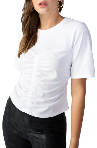 Shop Sanctuary Ruched Cotton T-shirt In White