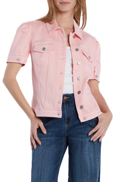 Shop Wash Lab Denim Puff Sleeve Denim Jacket In Crystal Rose