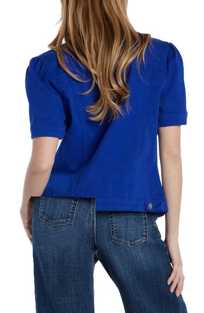 Wash Lab Denim Puff Sleeve Denim Jacket In Navy