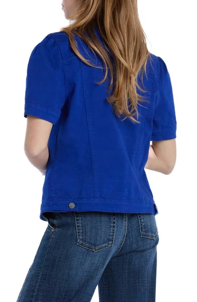 Wash Lab Denim Puff Sleeve Denim Jacket In Navy
