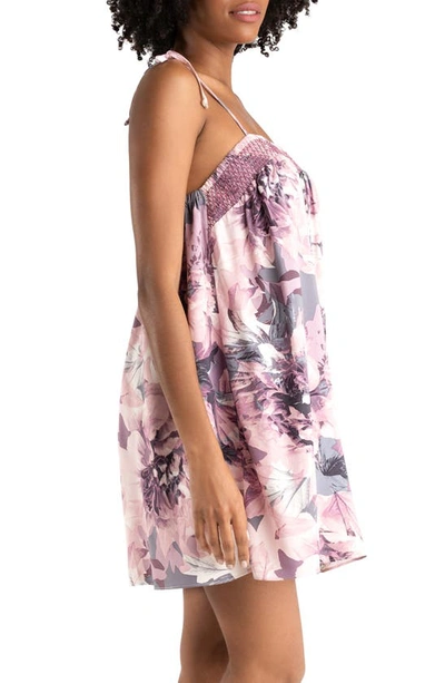 Shop Midnight Bakery Moonlight Beach Smocked Floral Chemise In Mauve