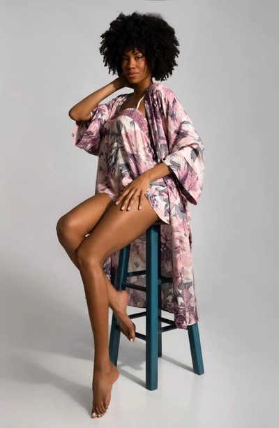 Shop Midnight Bakery Moonlight Beach Floral Wrap Robe In Mauve
