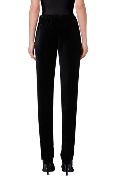 Akris Punto Mike Slit-cuff Drawstring Velvet Pants In 009 Black