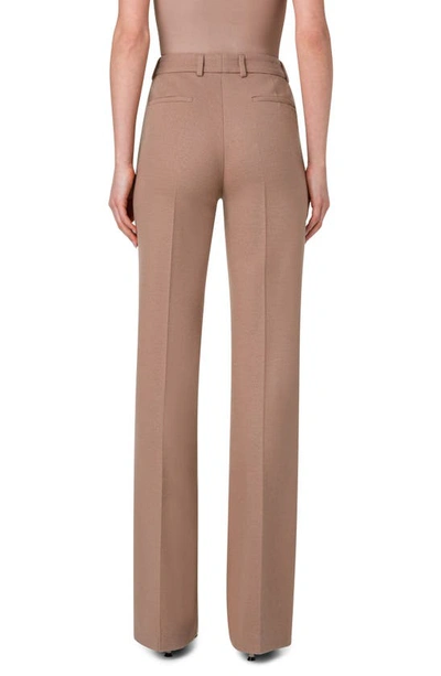 Akris Punto Faysa Felted Wool Straight-leg Pants In Malt
