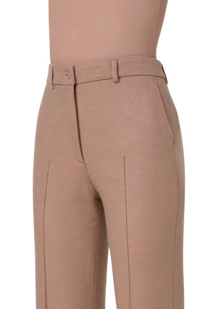 Akris Punto Faysa Felted Wool Straight-leg Pants In Malt