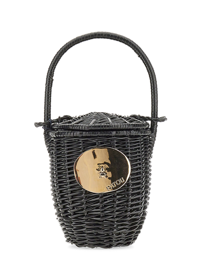 Shop Patou Wicker Bucket Bag In Black