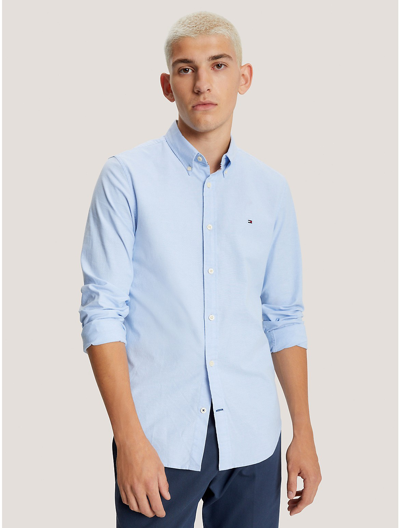 Shop Tommy Hilfiger Slim Fit Oxford Shirt In Dress Shirt Blue