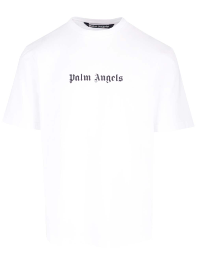 Shop Palm Angels Logo-print Crew-neck T-shirt In White