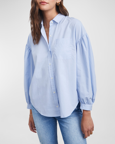 Shop Rails Janae Shirred Button-front Shirt In Blue Jay