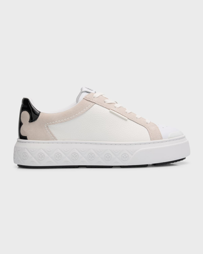Shop Tory Burch Ladybug Colorblock Low-top Sneakers In Titanium White B