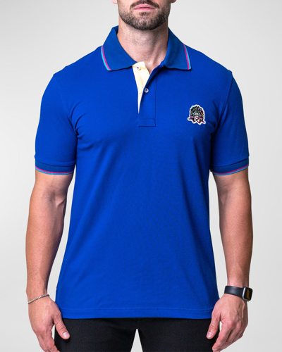 Shop Maceoo Men's Mozart Tipped Polo Shirt In Blue