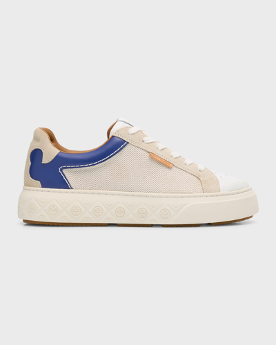Shop Tory Burch Ladybug Colorblock Low-top Sneakers In Cream Blue Fros