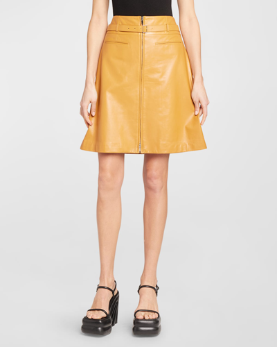 Shop Proenza Schouler Glossy Leather Belted Skirt In Caramel