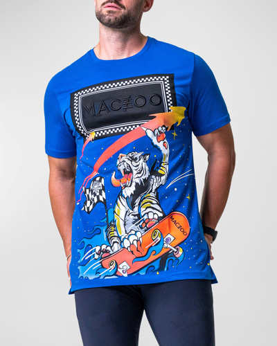 Shop Maceoo Men's Skateboard Graphic T-shirt In Blue