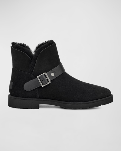Shop Ugg Romely Suede Buckle Classic Ankle Boots In Black