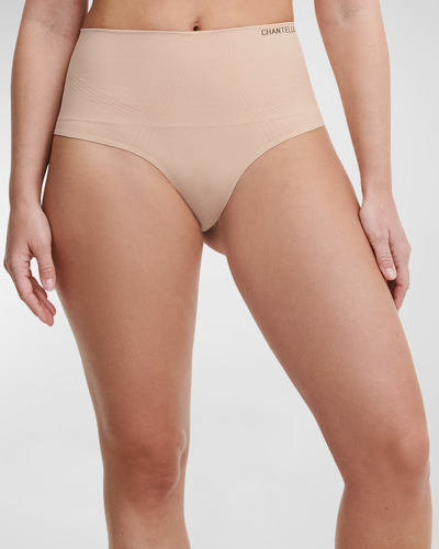Shop Chantelle Smooth Comfort High-rise Thong In Sirrocco